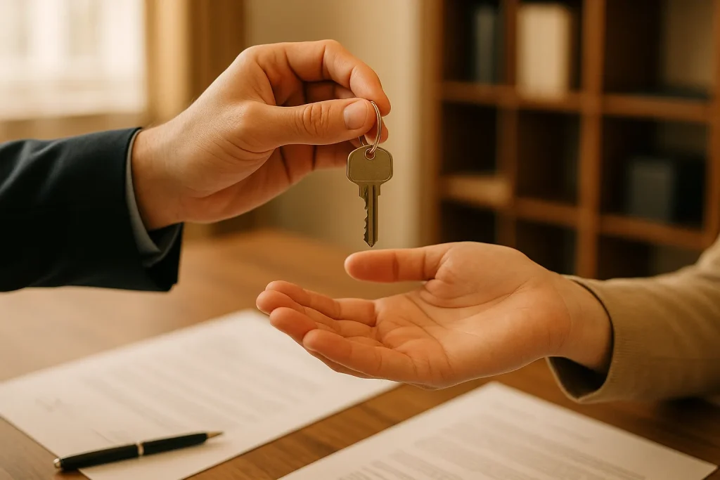 House keys being transferred during Columbus hoarder house cash sale closing
