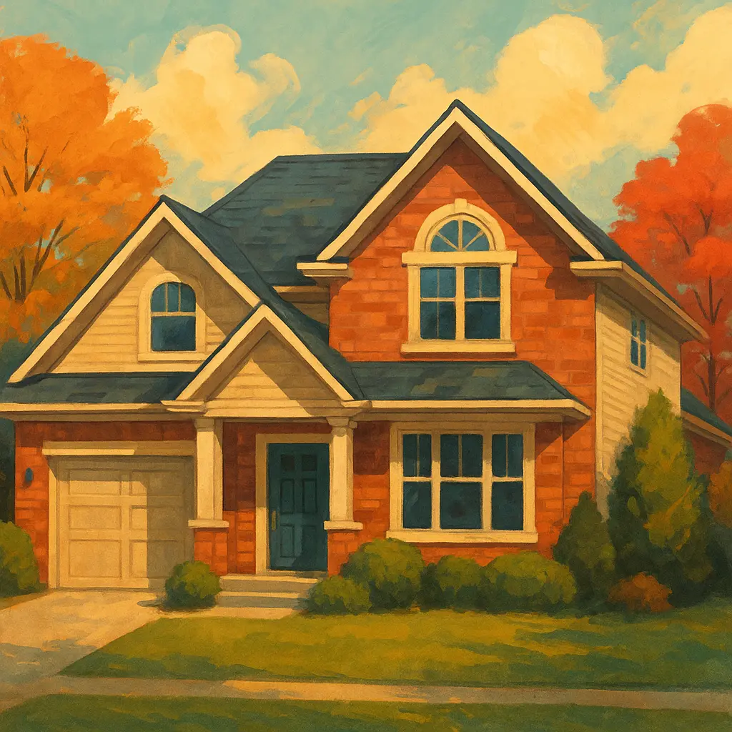 Illustration of a house in Columbus Ohio symbolizing the lost love couples face when Selling a house during a divorce.