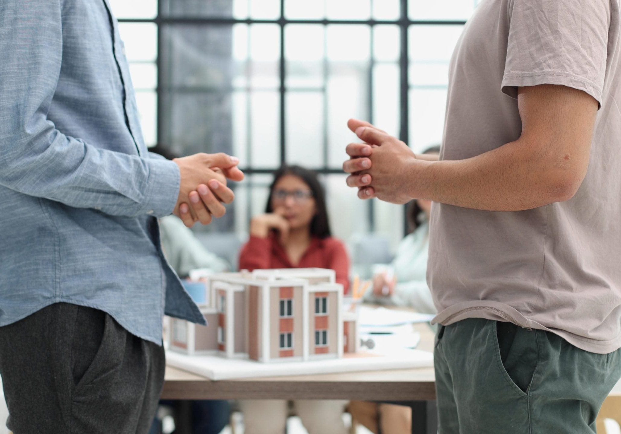 Team of engineers examined the house designs in detail from the small model houses.